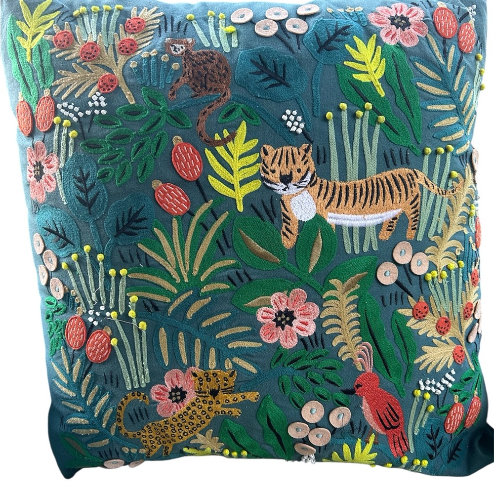 Rifle Paper Co. Jungle Embroidered Large Throw Pillow - Picture 5 of 12
